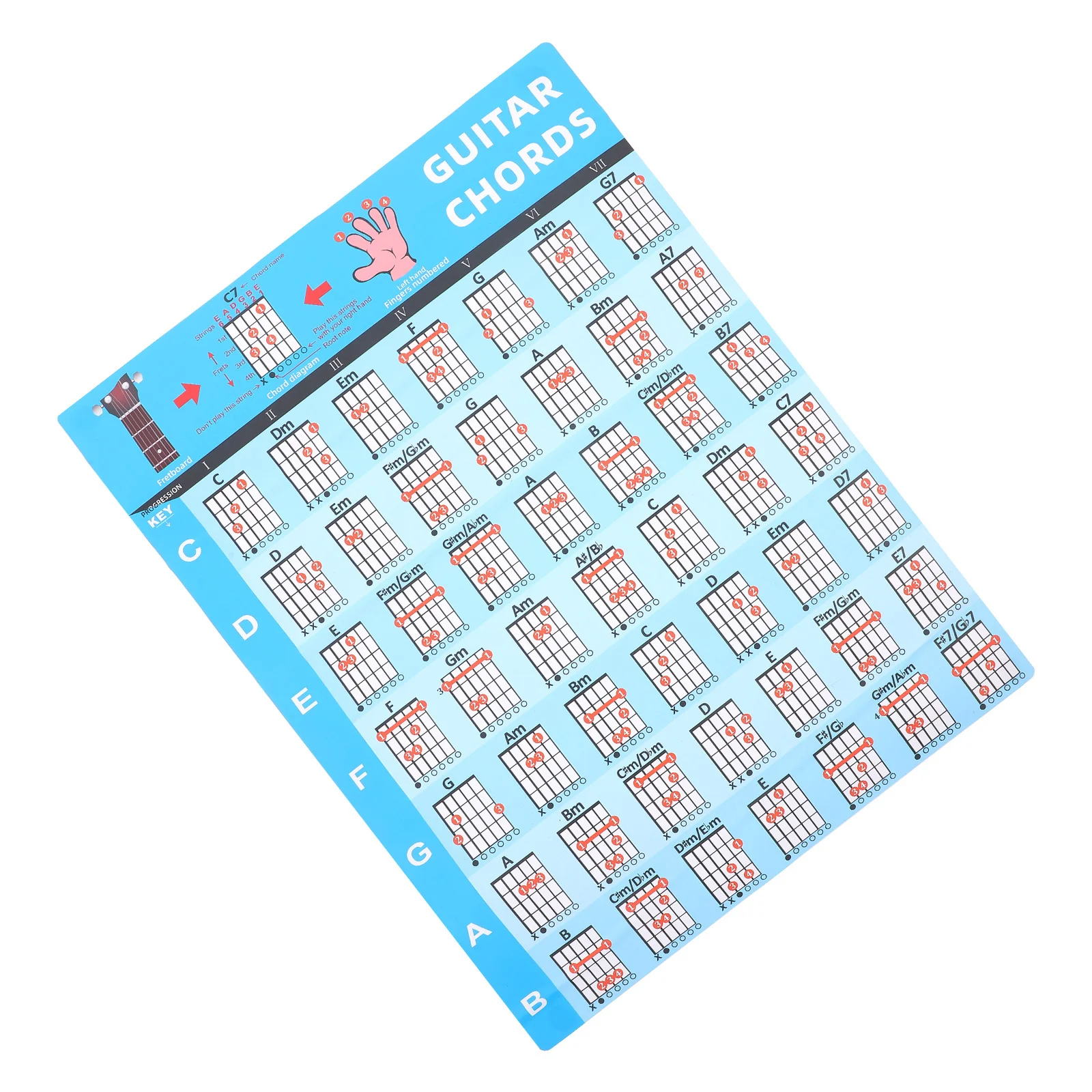 

Guitar Chord Chart Poster Comprehensive Music Scales Theory Learning Supply Easy Apply Wall No Glue Gift Beginner