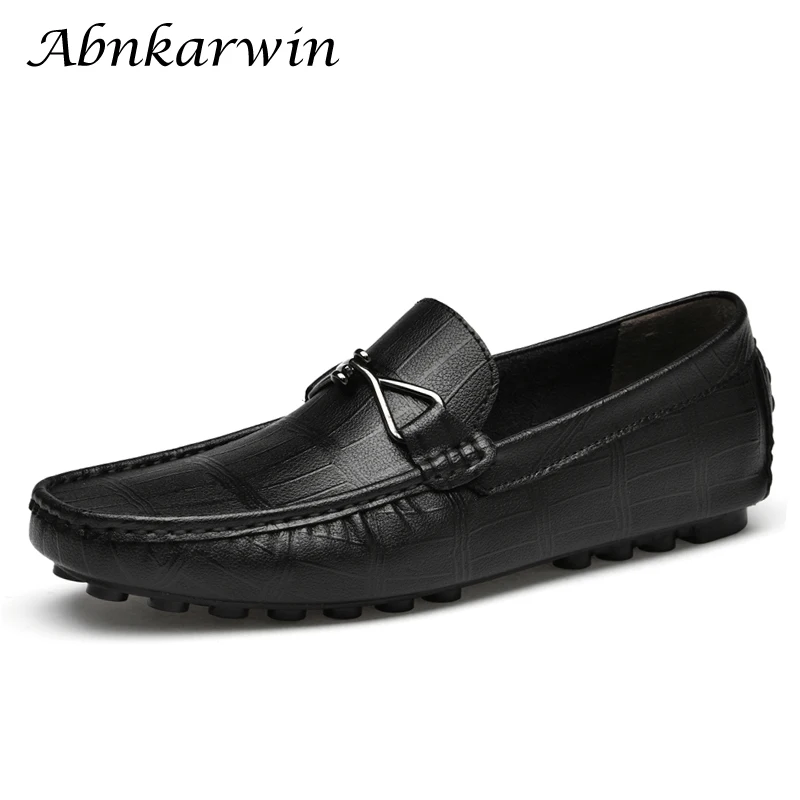 Men Genuine Leather Loafers Slip On Casual Shoes Moccasins Mocassin Homme Mocasines Hombre Luxury Designer Shoes