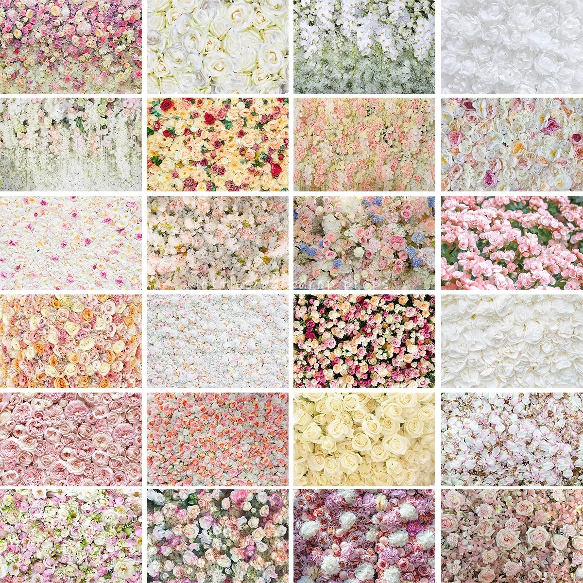 

White Floral Wall Backdrops Kids Adult Photography Props Child Baby Photocall Wedding Ceremony Decors Light Flower Background
