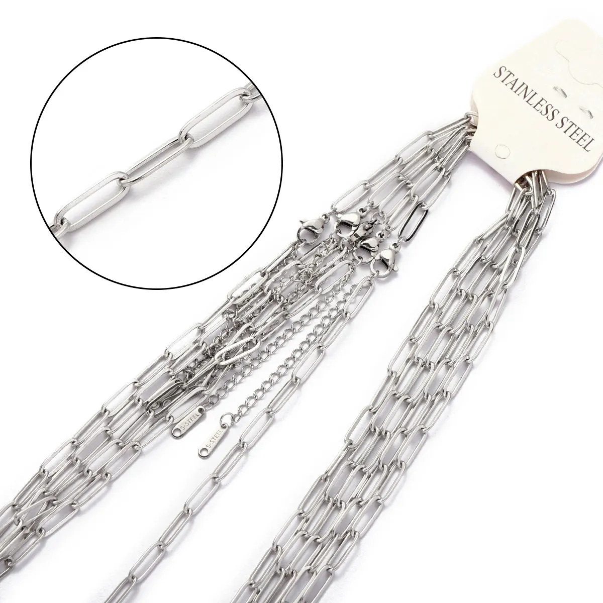 5pcs/Lot 45cm Butterfly Colorful Enamel Stainless Steel Link Chain Necklace Women Paperclip DIY Charm Pendant Jewelry Making