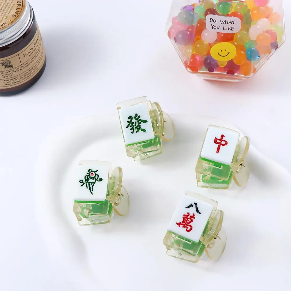 Retro Hair Accessories Cartoon Pattern Mini Small Clip Resin Chinese Style Barrette Women Hairpin Shark Clip Mahjong Hair Claw