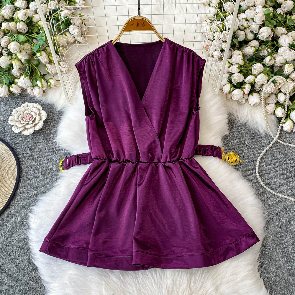 Feminino roxo conjuntos sênior roupa senhora verão elegante luxo cinto terno jantar banquete festa tropical praia férias sexy conjunto
