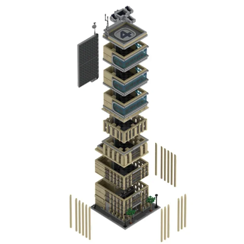 Modelo de película de héroe Moc, bloques de construcción modernos N ° 4, tecnología de rascacielos, bloques modulares, regalos, juguetes de Navidad, conjuntos de bricolaje, montaje