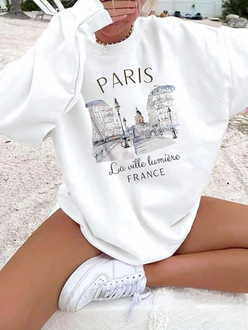 Street Woman Hoodie Paris France Graphic Printing Pullover Fleece Warm Comfortable Crewneck Sweatshirt Autumn Winter Streetwear