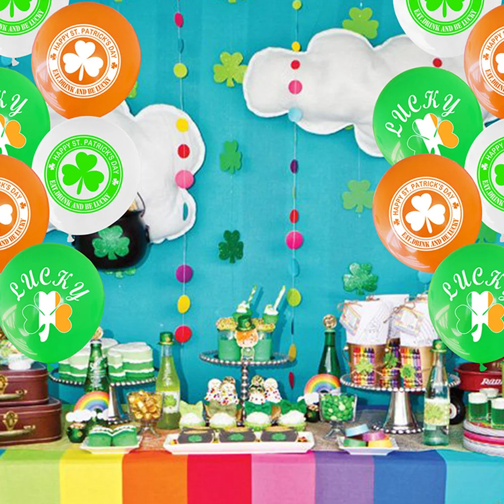 

24Pcs Latex Balloons Party Supplies St Patrick's Day Balloons Decorative Balloon Round Balloon Set for Wall Window Table DIY
