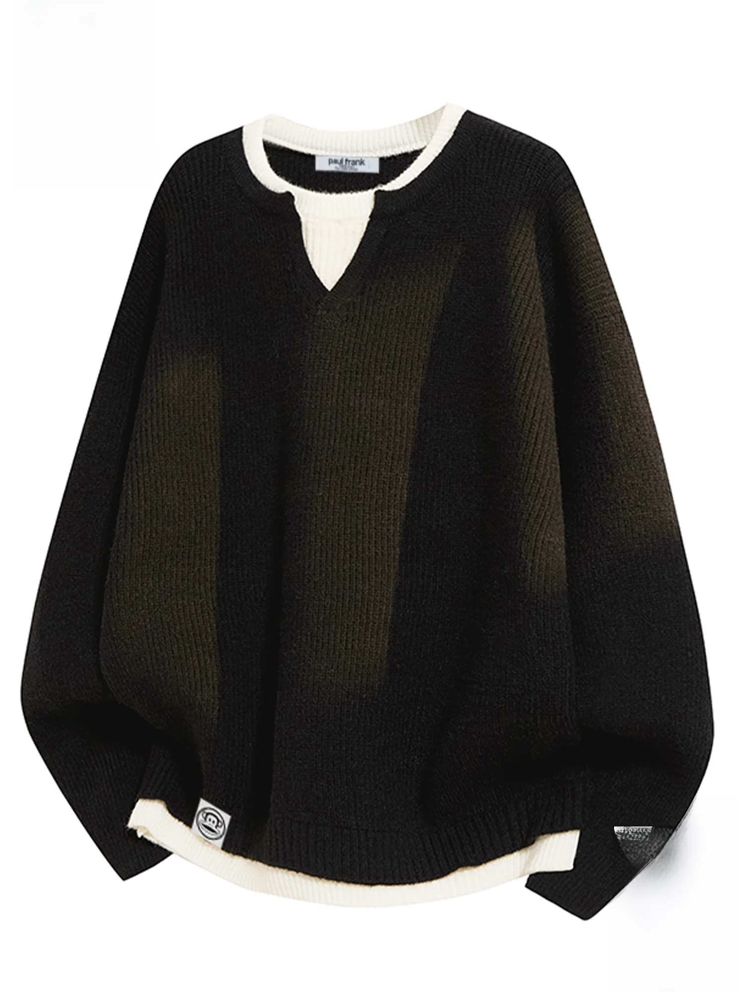 

PaulFrank Loose Fit Knitted Sweater Casual Sle Base Layer Top for Men Autumn Season Warmth Guaranteed Fake Two-Piece Design