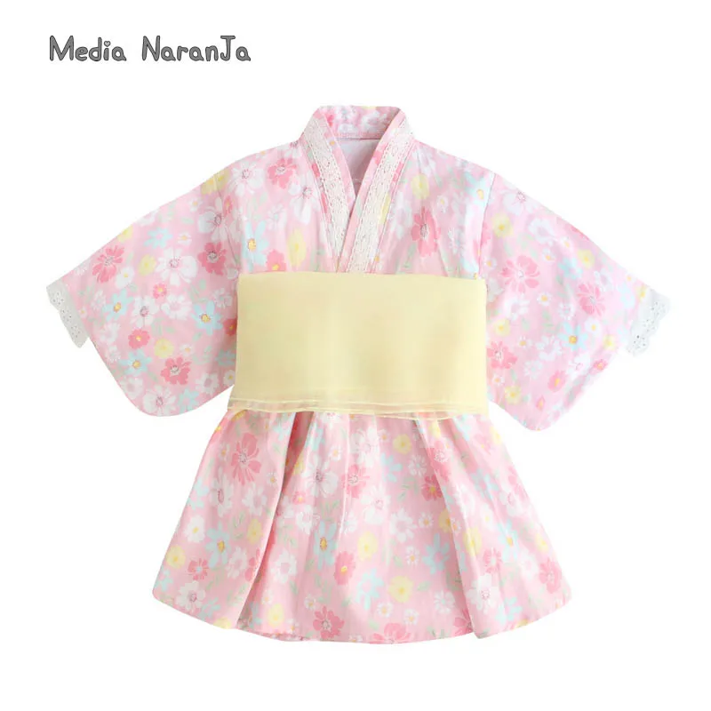 Spring Summer  Autumn New Kimono Printing Pattern Bathrobe Dress Japanese Girls\' Dress