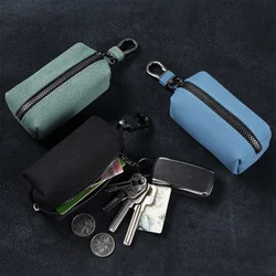 Large-Capacity Double Zipper Key Pouch Bag Men Women Suede Leather Double Zipper Key Holder Car Keys Case Mini Keychain Wallet