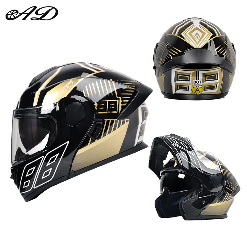 

Ad Dot Approved Safety Modular Flip Motorcycle Helmet Voyage Racing Dual Lens Helmet Interior Visor