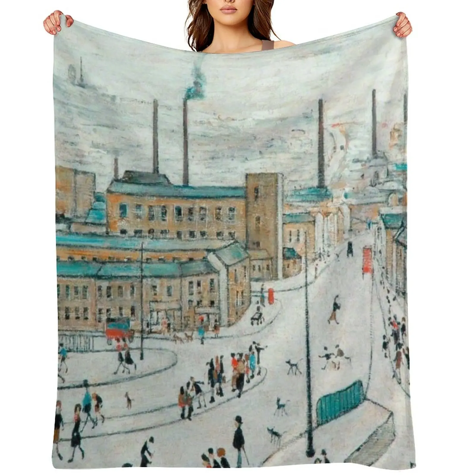 

L S Lowry Throw Blanket Polar Decorative Sofa Hairys Blankets