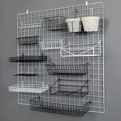 DIY Wall Grid Decor 25 Types Iron Hanging Rack Mesh Shelf Art Storage Box Basket Display Holder Organizer for Home Decoration