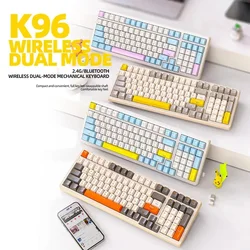 K96 Gaming Mechanical Keyboard 2.4G Wireless/5.0 BT Red Switch 100 Key Hot Swap Rechargeable Gamer Keyboard PBT keycaps