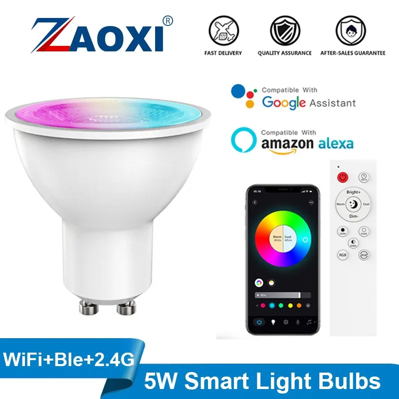 

ZAOXI Smart Graffiti 5W AC100-130V WiFi+BLE RGB GU10 Light Bulbs Google Home Alexa Mobile APP Voice Control Timing Spotlight