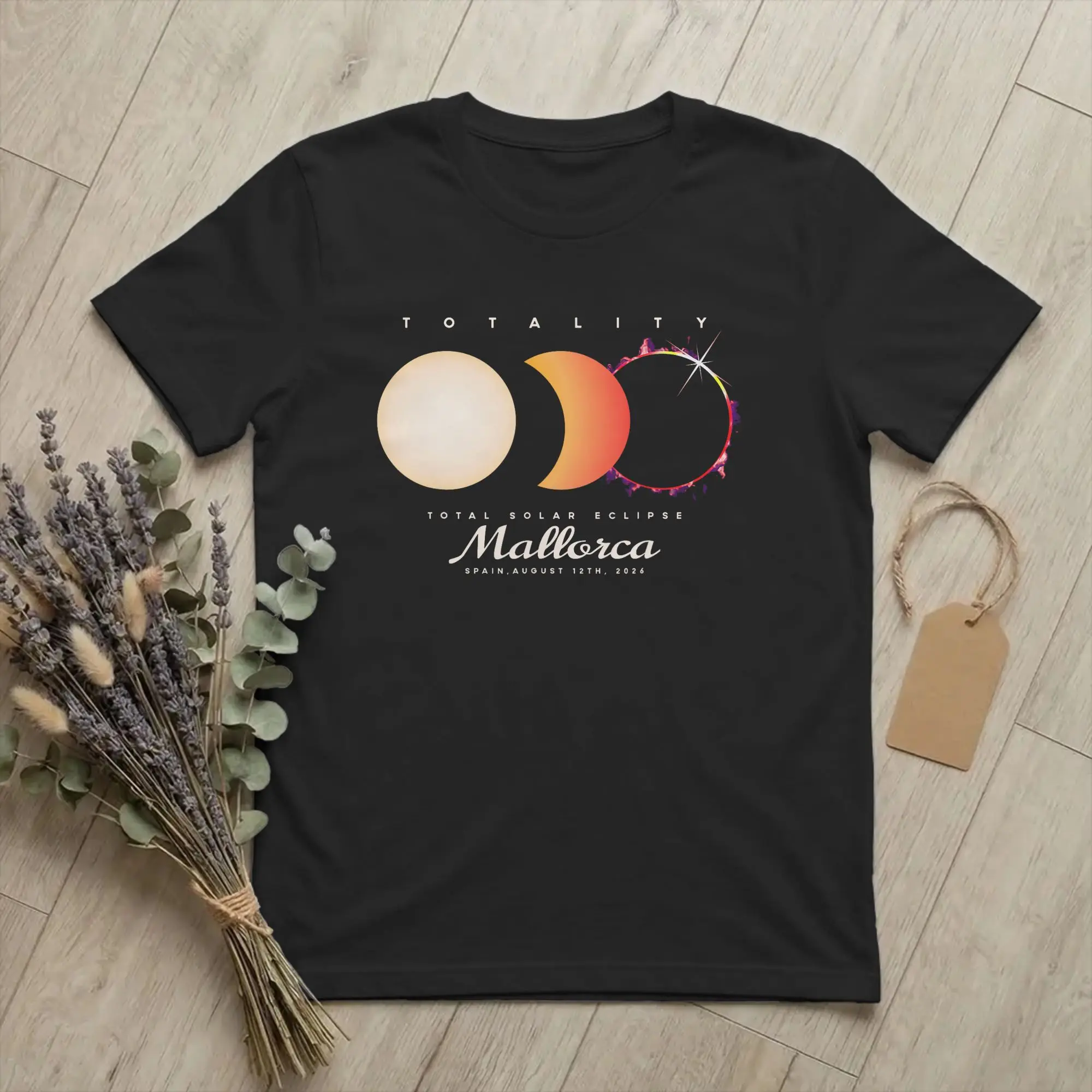 Total Solar Eclipse 2026 Mallorca Spain Men T Shirt Scientific Cool Tee Shirt Short Sleeve T-Shirt Pure Cotton 4XL 5XL 6XL merch
