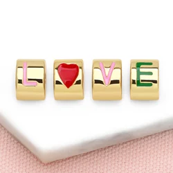 OCESRIO Trendy Enamel Heart Charms for Bracelet Earring Copper Gold Plated LOVE Jewelry Making Supplies Wholesale Bulk chma250