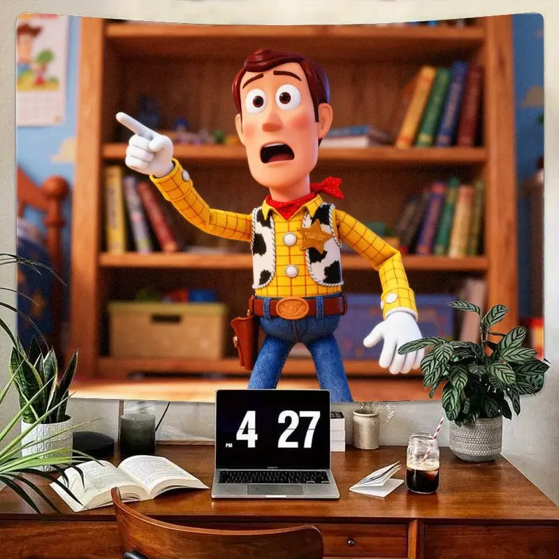 

1 шт. История игрушек Вуди Мем Забавный гобелен Современный полиэстер Настенное искусство Домашний декор для детей Спальня Гостиная Фанаты фильма Подарок