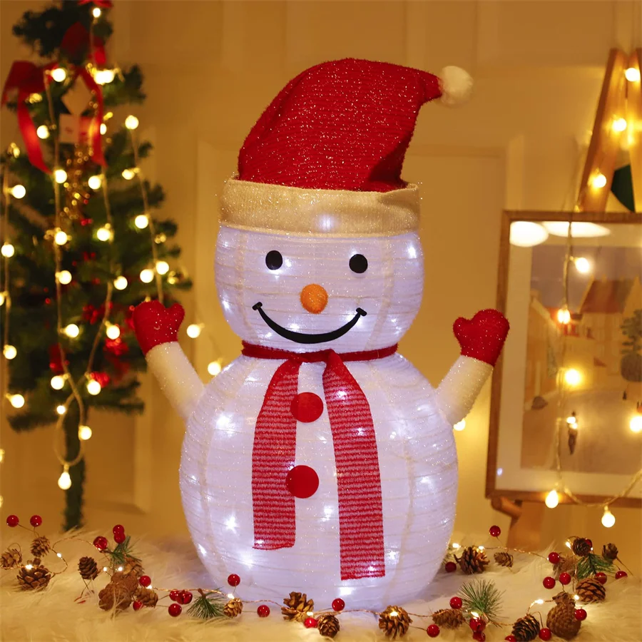 Pop-ettes lumineuses Père Noël pour décoration de jardin extérieur, bonhomme de neige pré-4.2 pliable, batterie, décoration de Noël, 62