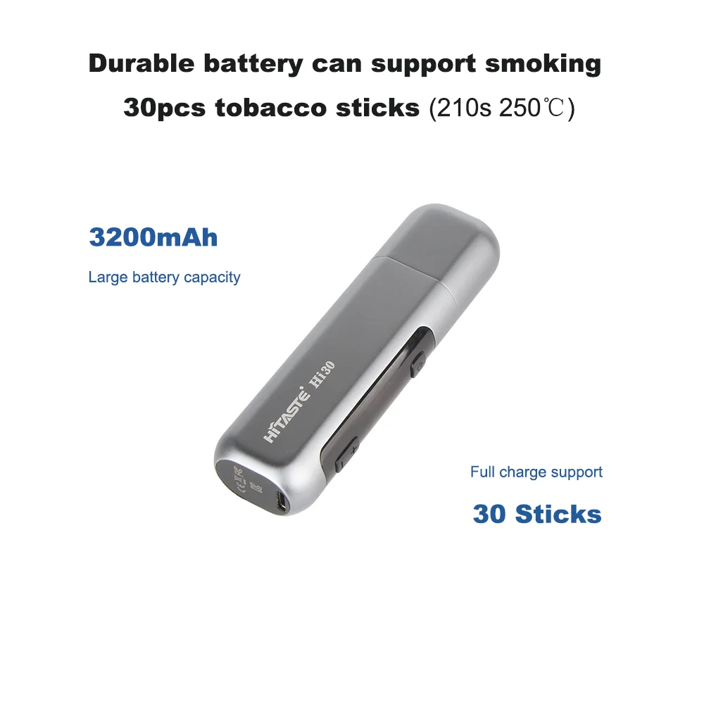 New HITASTE HI30 Dual Heating Device without Burning detachable Heater OLED display 3200mAh Type-C Charging for 30 sticks