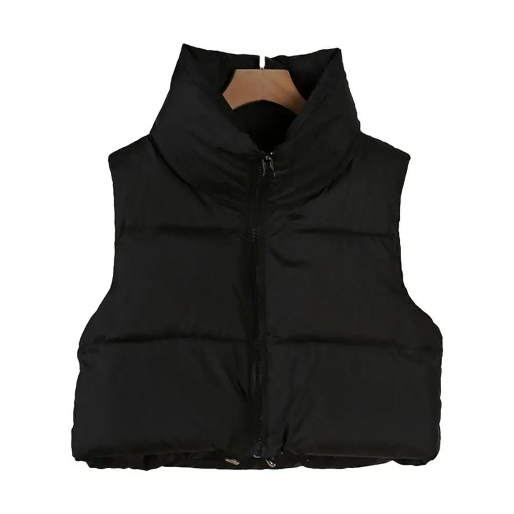 Women Thermal Jacket Women\'s Winter Stand Collar Vest Coat with Thickened Padded Zipper Closure Sleeveless Drawstring for Cold