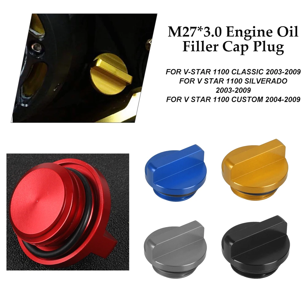 Motorcycle M27*3.0 Engine Oil Filler Cap Plug FOR YAMAHA V-STAR 1100 CLASSIC/SILVERADO 2003-2009 VSTAR1100 Custom 2004-2008 2009