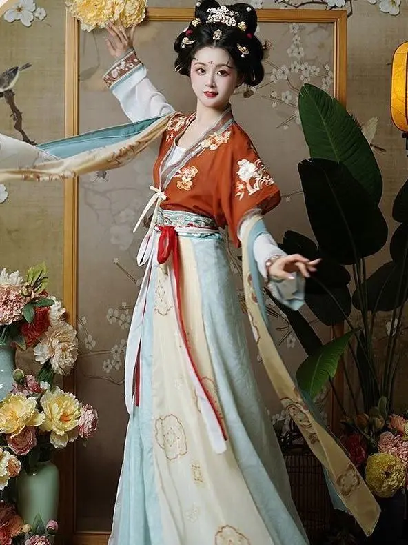 Robe Hanfu brodée traditionnelle chinoise pour femmes, costume de cosplay de la reine des Prairies, ensemble Hanfu rouge, carnaval et Halloween féminin