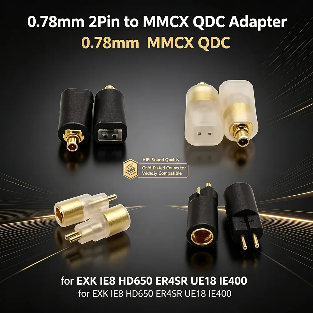 Пара HIFI-адаптеров для наушников 0.78 мм 2Pin на MMCX QDC конвертер для EXK IE8 HD650 HD580 ER4SR EX1000 UE18 ER4P IE400 IE40