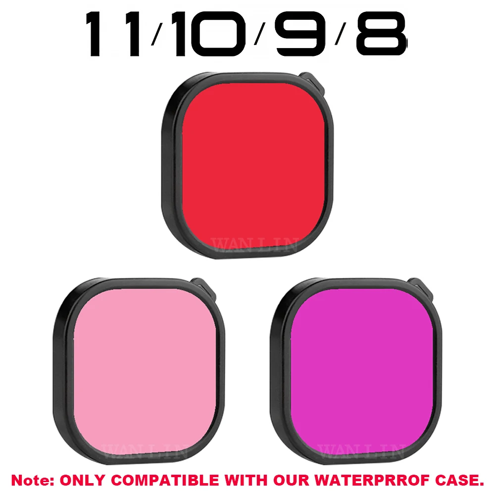 3pcs Diving Filter Red Pink Purple Lens Filters for WAN LIN Store Gopro 11 10 9 8 Waterproof Case