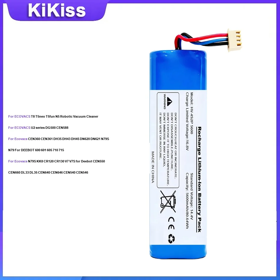 

Аккумулятор для пылесосов ECOVACS T8, T5neo, T5fun, N5, U2 серии, DG500, CEN360, CEN361, DH35, DH43, DH45, N79S, KK8, CR120, CEN540, CEN546