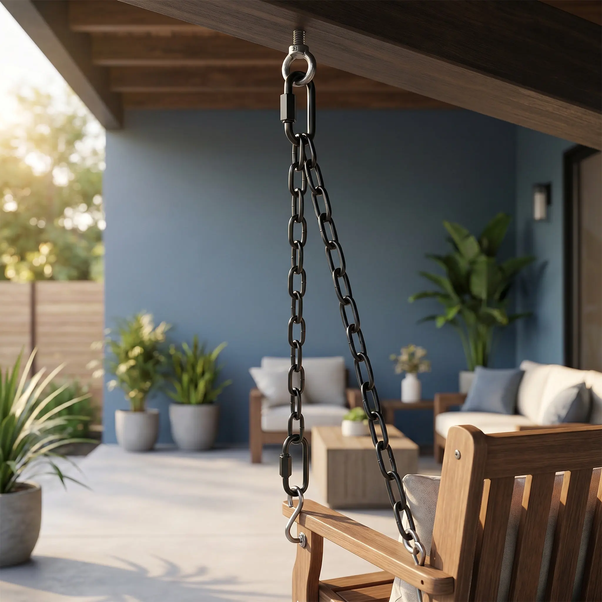 2Pcs Heavy Duty Stainless Steel Hanging Chain with Snap Hook Carabiners Mountaineering Clip for Hammocks Swings Gate Security