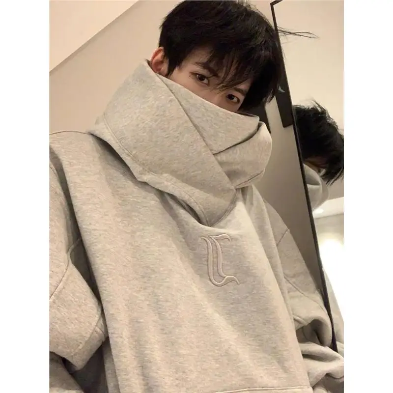 

Свободная толстовка с капюшоном, мужская осенне-зимняя тяжелая толстовка с высоким воротником, уличная модная брендовая верхняя одежда для пар