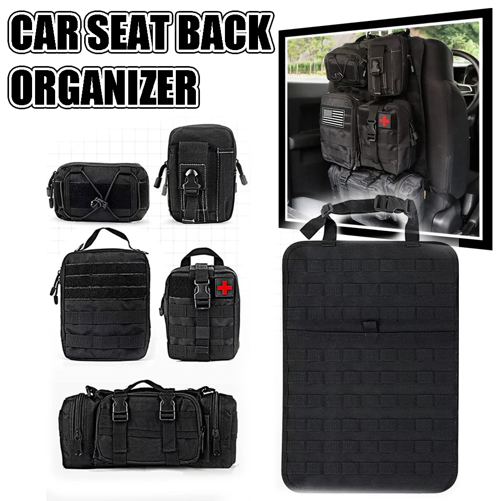 

Tactical Car Seat Back Organizer with 5 Detachable Molle Pouch Upgrade Tactical Vehicle Panel Organizer fits for Most of Vehicle