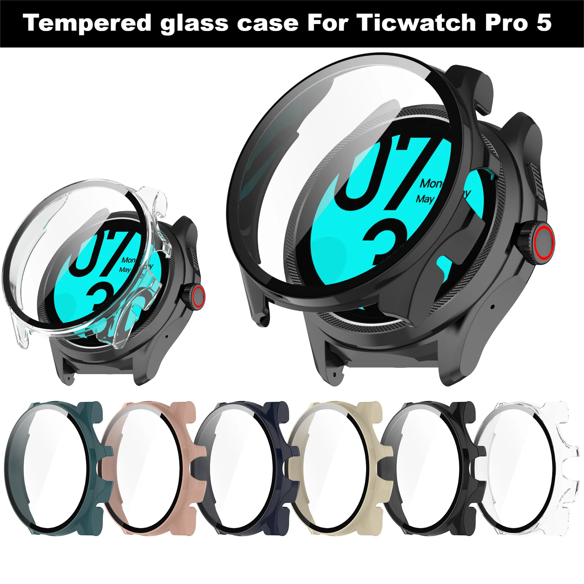 

Смарт-часы, чехол из закаленного стекла для Ticwatch Pro 5, защитная пленка для экрана часов Ticwatch Pro5, чехол, аксессуары для часов samrt
