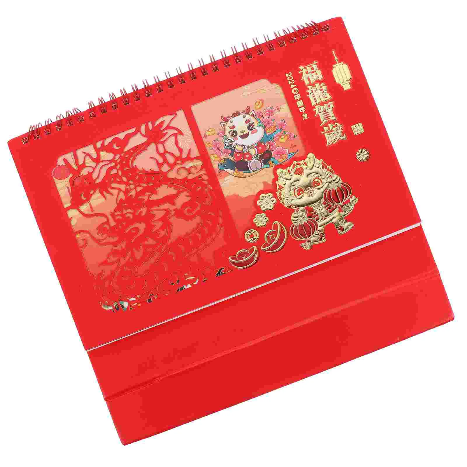 

2024 Desk Calendar Chinese Desktop Flipped Table Home Office Block for Ornament