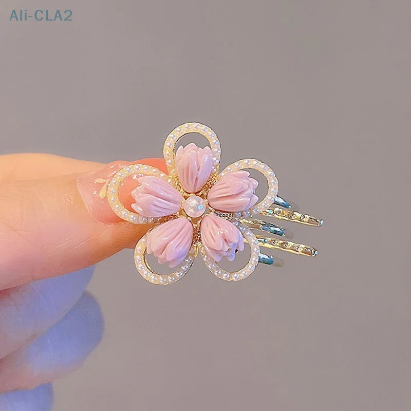 Delicate Flowers Pearl Trumpet Grip Clip Hairpin Female Side Clip Bangs Clip Broken Hair Mori Sweet New Duckbill Clip