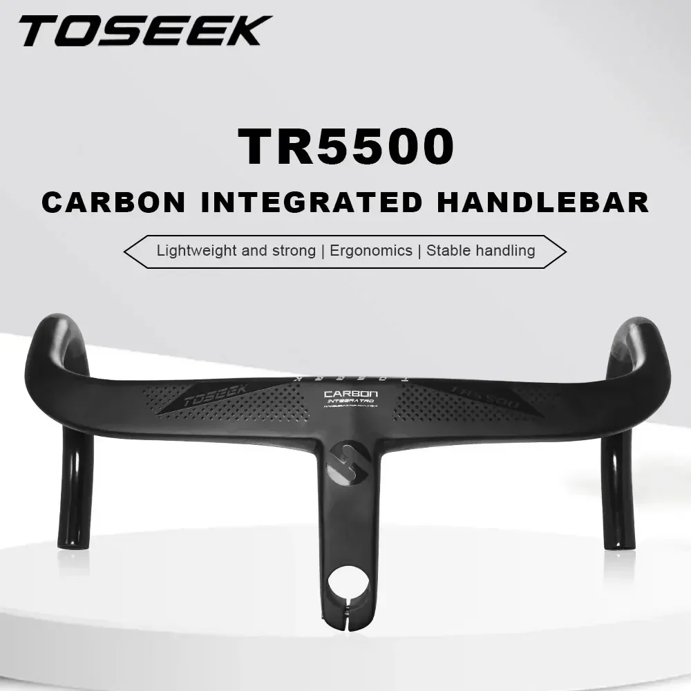 TOSEEK TR5500 Ultra Light Road Bike Carbon Integrated Bicycle Handlebar 28.6mm with Computer Holder Cycling Parts Accessories