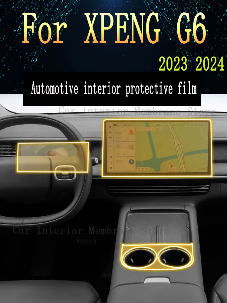 

For XPENG G6 2023 2024 Gearbox Panel Navigation Screen Automotive Interior TPU Protective Film Cover Anti-Scratch