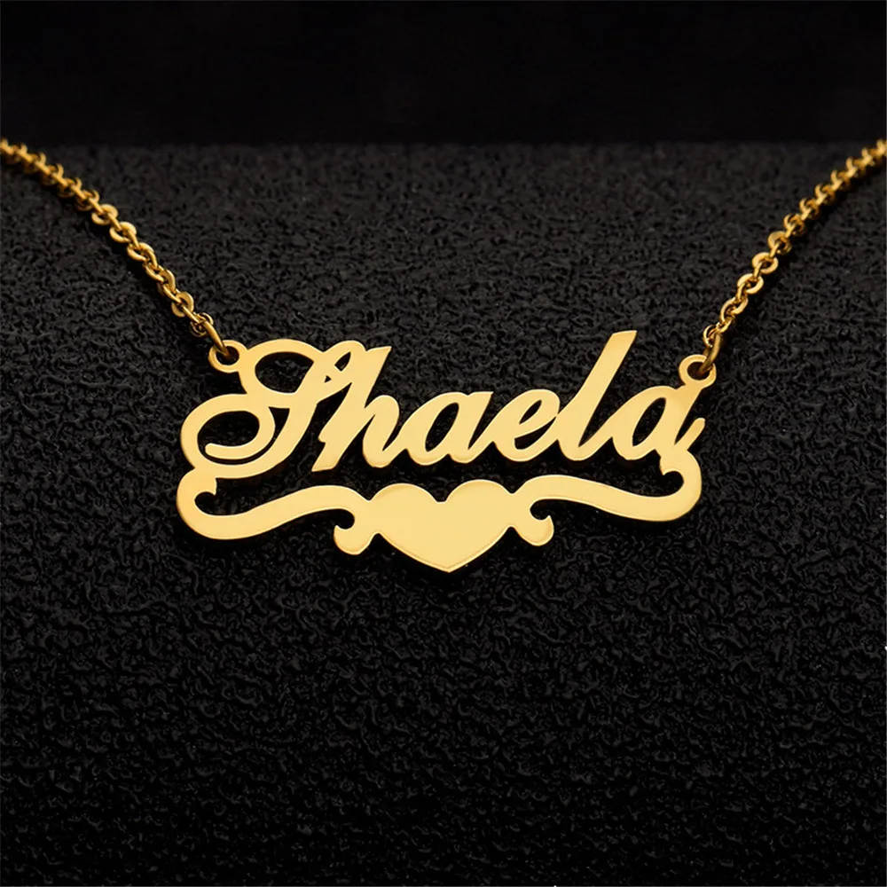 

Custom Name Necklace With Heart Underline Personalized Stainless Steel Clavicle Chain Women's Jewelry For Women