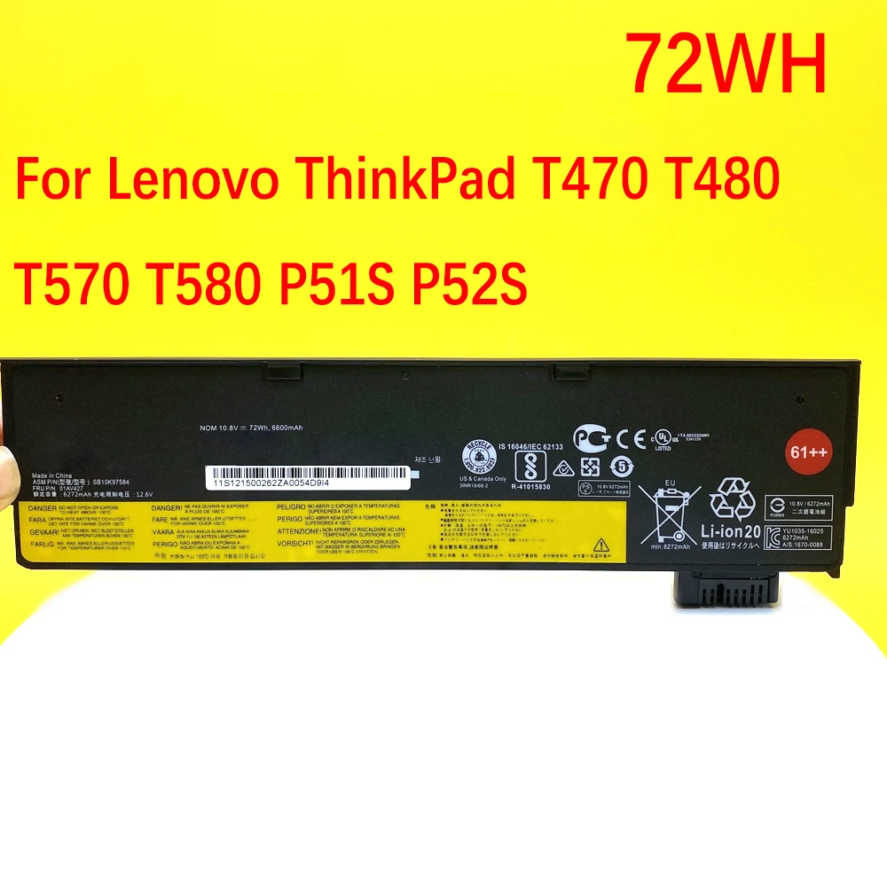 NEW Laptop Battery For Lenovo ThinkPad T470 T480 T570 T580 P51S P52S 01AV423 01AV424