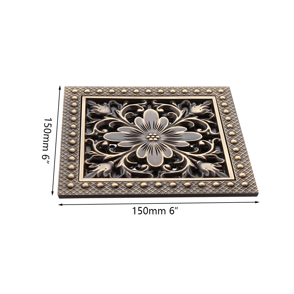 OUBONI Bathroom Drain Accessories Antique Brass With Overflow Water Out Deodorization Drainer Floor Mounted Anti Blocking Drains