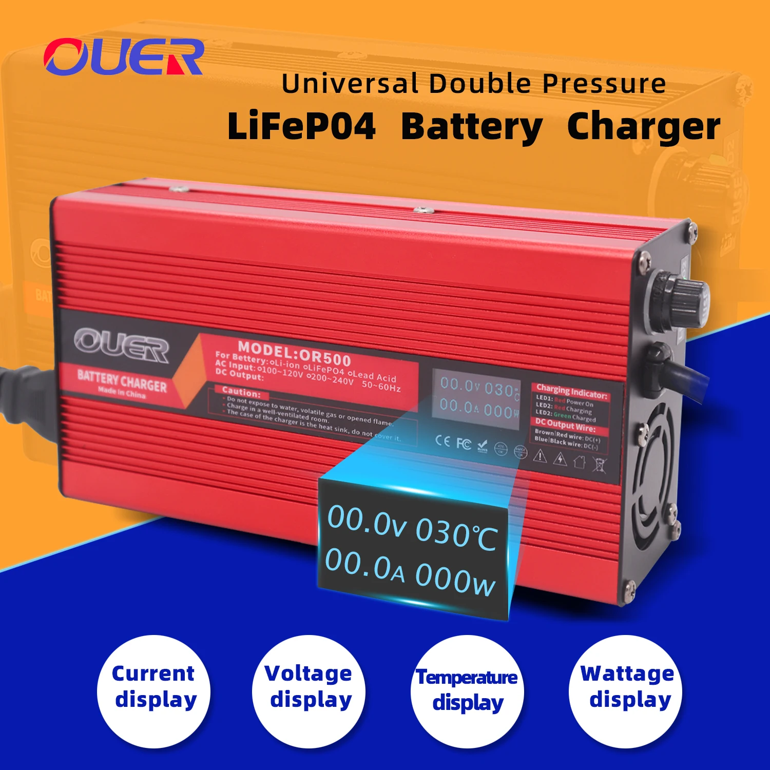 

29.2V 15A LiFePO4 Battery Charger For 8S 24V 25.6V LiFePO4 Battery Pack With Digital Display