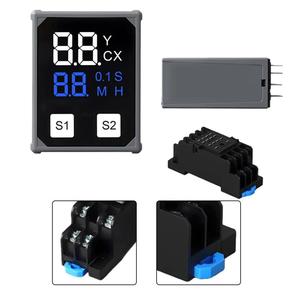 Miniature Adjustable Time Relay H3Y-2 H3Y-4 Dual LCD Display Power-on Delay Control 8Pin 14Pin For Industrial Automation