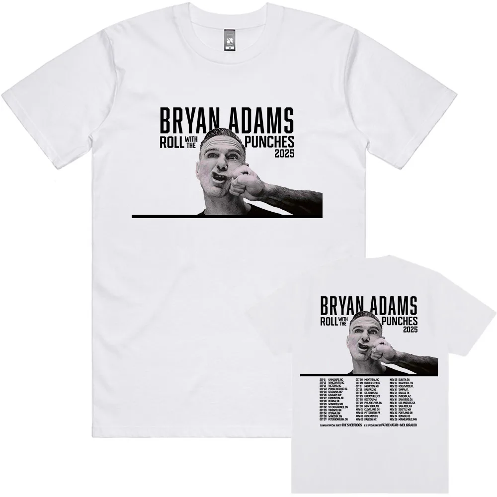 ROLL WITH THE PUNCHES TOUR 2025 T-shirt BRYAN ADAMS Singer Graphic Tshirts Cotton Summer Men Women T Shirt O-neck Unisex Clothes