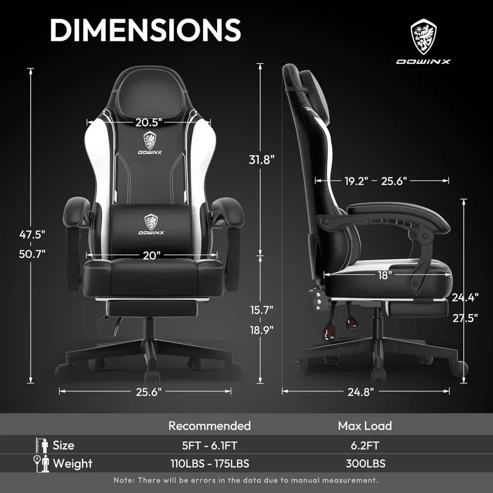 Gaming-Stuhl mit Taschen feder kissen für Erwachsene, ergonomischer Computers tuhl mit Fuß stütze und Massage-Lordos stütze