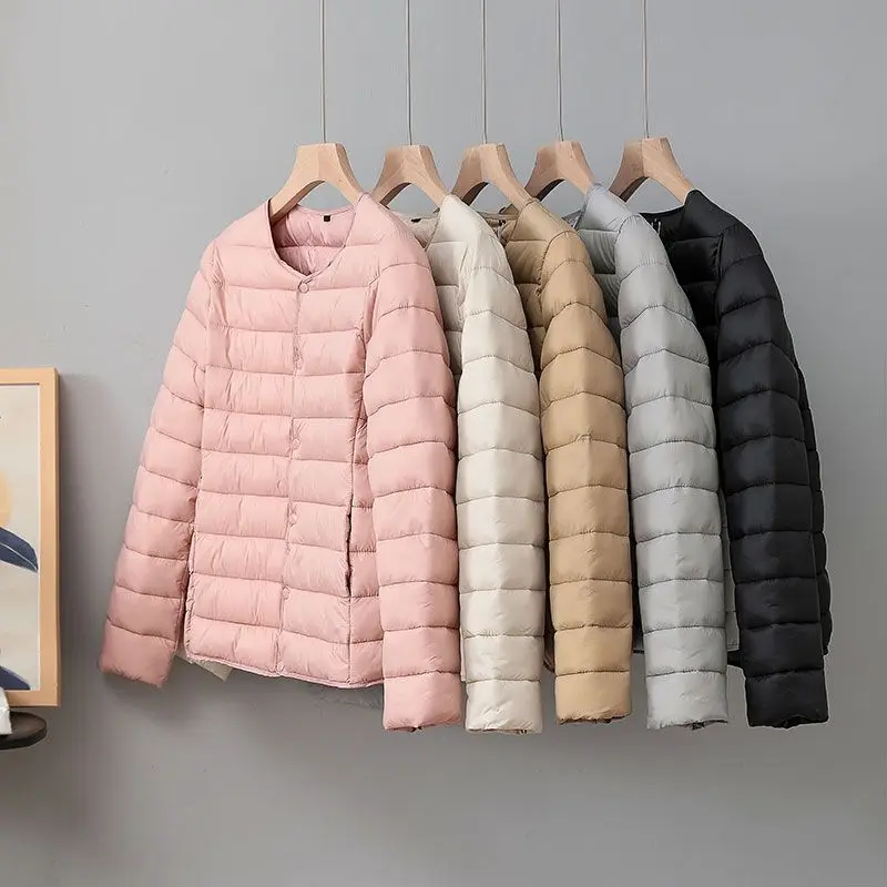 

Autumn Winter Now Padding Parkas Women Light Thin Thermal Wearing Inside Korean Slim Fashion Ingle-breasted Solid Color Coat