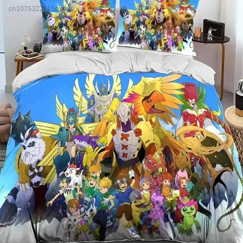 アニメデジモンアドベンチャーモンスター寝具セット布団カバーベッドセットキルトカバー枕カバー掛け布団キングクイーンサイズ男の子大人