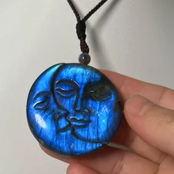 Blue Natural Stone Irregular Shape Necklace Pendant Green Labradorite Beads