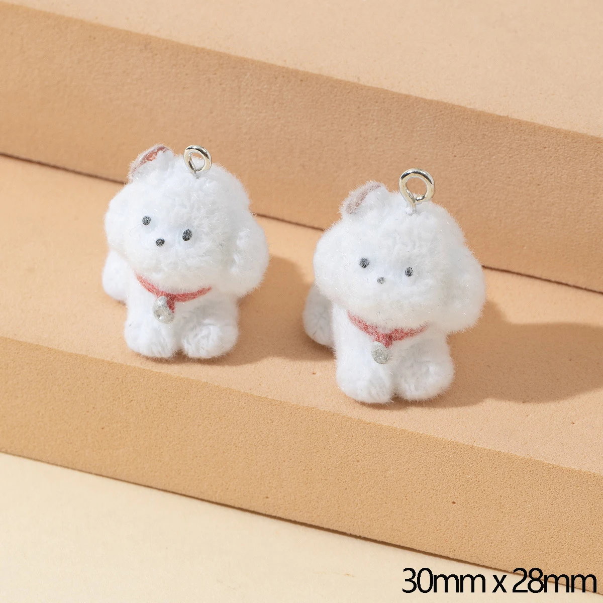 20Pcs 3D Resin Flocking Teddy Dog Charms Animal Plush Dolls Pendant for Necklace Earrings Making DIY Jewelry Accessories