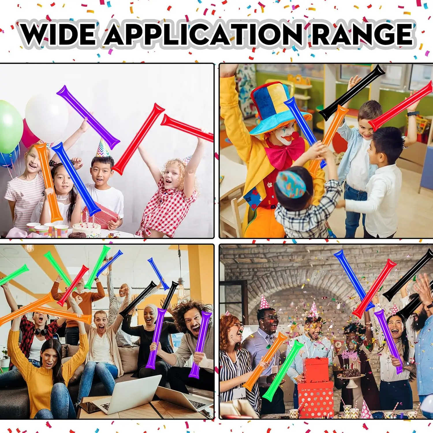 20Pcs Inflatable Cheering Sticks Long Balloon Inflatable Cheer Sticks Noise Makers Bang Bang Thunder Sticks for Concerts Parties