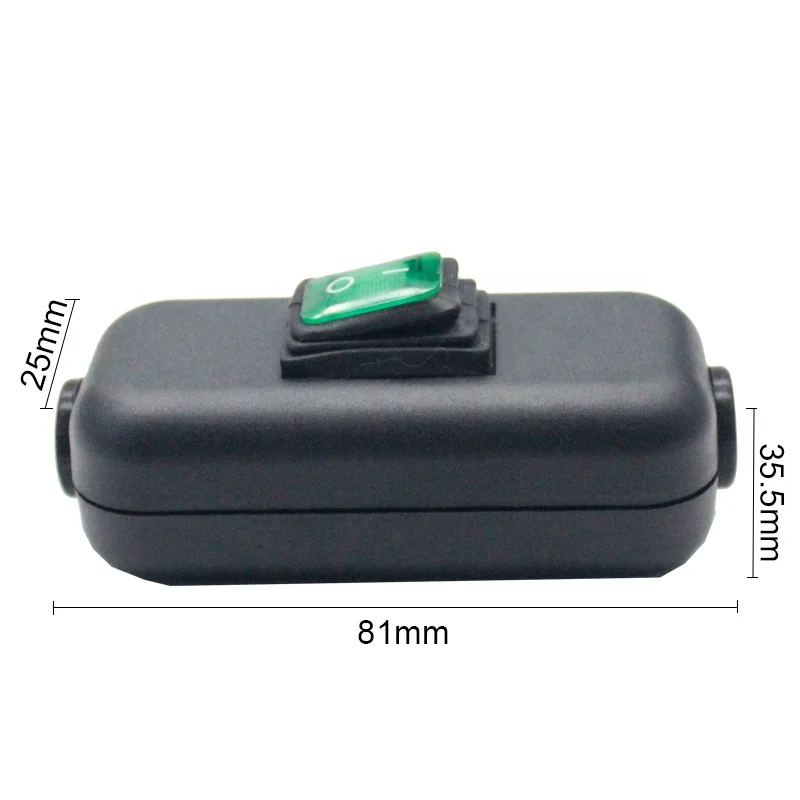 power cord push button Switch With lamp Line two-pole and IP68 Waterproof switch