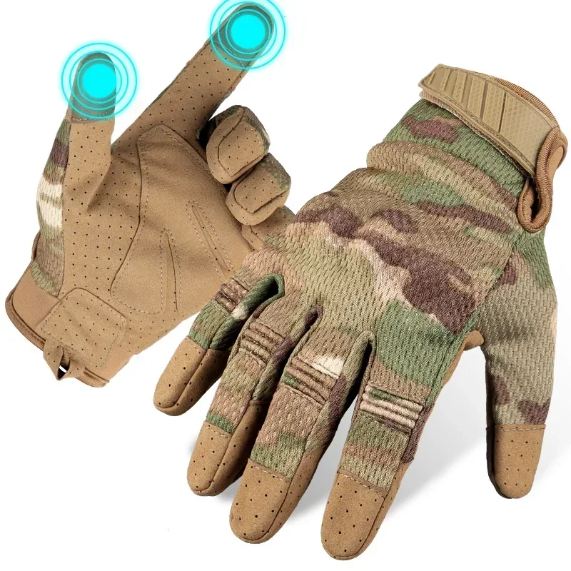 Men Camouflage Tactical Full Finger Gloves Airsoft Army Military Sports Riding Hunting Hiking Bicycle Cycling Paintball Mittens